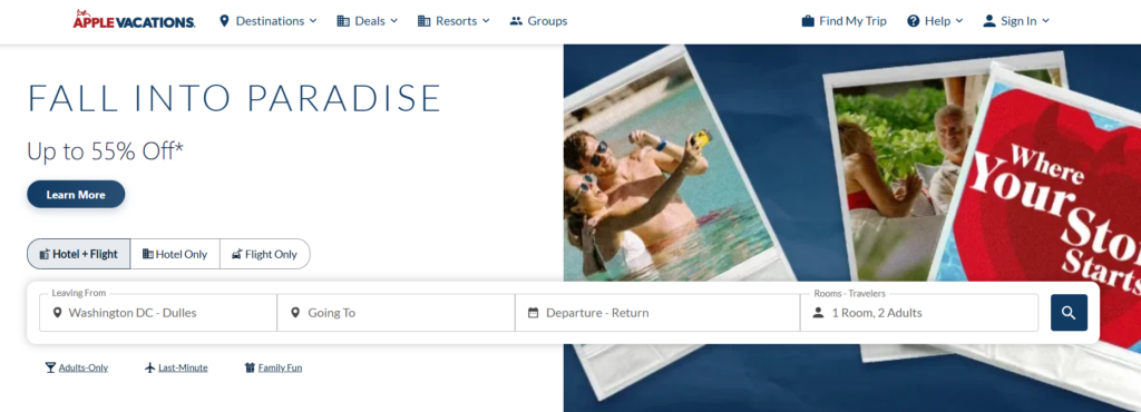 Apple Vacations website
